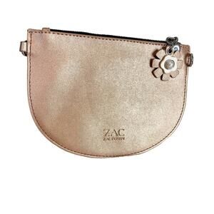 Zac Posen Extra Small Rose Gold Flower Faux Leather Pouch
